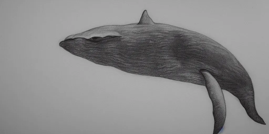 Pointing left, Side view of a blue whale drawn on - starryai