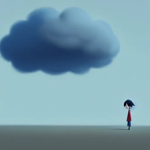 Image similar to goro fujita ilustration a graceful fluffy cloud raining on a flat background, painting by goro fujita, sharp focus, highly detailed, artstation