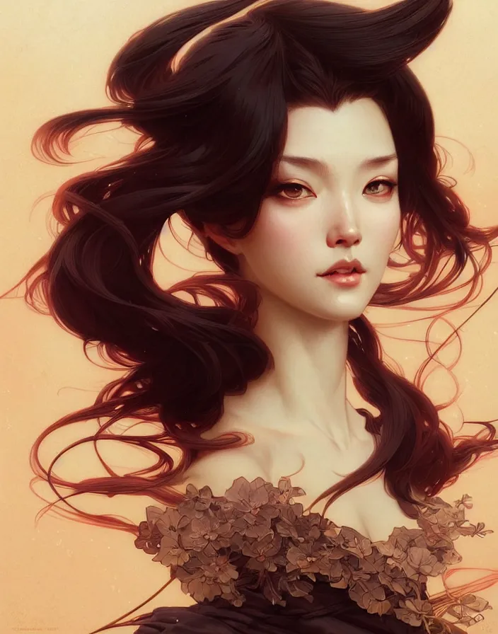 Image similar to portrait of ichigo, intricate, elegant, highly detailed, digital painting, artstation, concept art, smooth, sharp focus, illustration, art by artgerm, greg rutkowski, alphonse mucha, uang guangjian, gil elvgren, sachin teng, symmetry!!