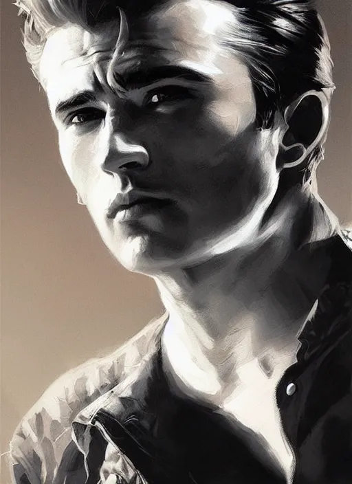 Prompt: Portrait James Dean, marvel comics, dark, intricate, highly detailed, smooth, artstation, digital illustration by Ruan Jia and Mandy Jurgens and Artgerm and Wayne Barlowe and Greg Rutkowski and Frank Frazetta