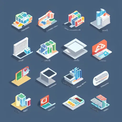 Image similar to a business isometric 3 d icons, 8 k resolution, vector image, stock vector icons - c 1 9. 0