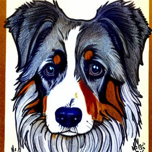 Image similar to australian shepard drawn by neil gaiman