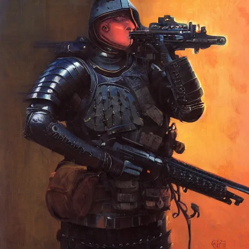 Image similar to portrait of a knight with an ar - 1 5, by gerald brom