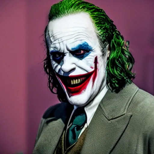 Prompt: film still of Marlon Brando as joker in the new Joker movie
