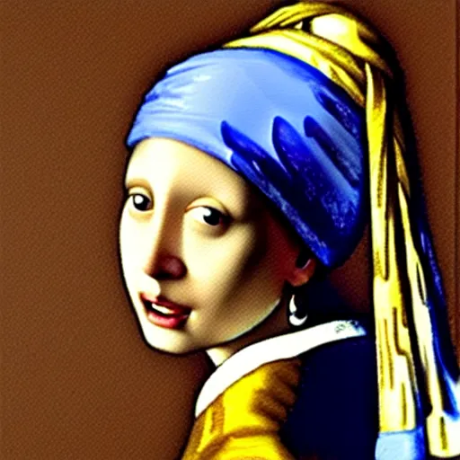 Image similar to mouse with a pearl earring, painting by johannes vermeer