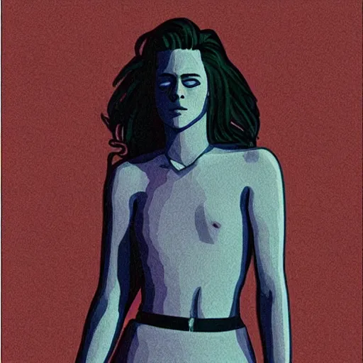 Prompt: “ kristen stewart retro minimalist portrait by jean giraud, moebius starwatcher comic, 8 k ”