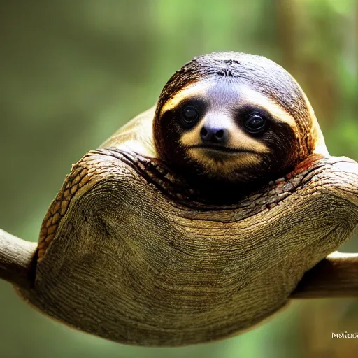 Image similar to turtle sloth hybrid, bold natural colors, national geographic photography, masterpiece, full shot