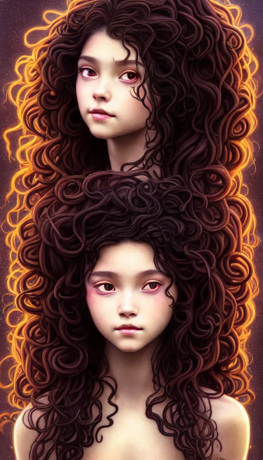 Prompt: a beautiful young girl, goddess of darkness surrounded by lava cliffs and rubies, with long curly hair, perfectly proportioned face, brown eyes, sweet smile, strong jawline,, natural lighting, path traced, highly detailed, high quality, cartoon, digital painting, by new haicheng and h. r. giger and studio ghibli and alphonse mucha