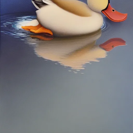 Prompt: a duck on the prowl oil painting lisa yuskavage