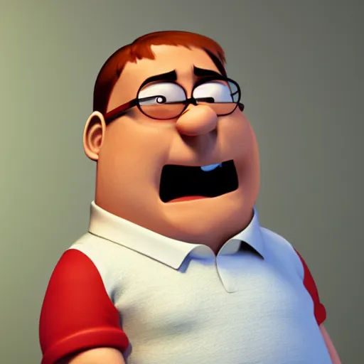 Image similar to Realistic Peter Griffin with a cleft chin, volumetric lighting, high-detail face, face enhance, 4k resolution, octane render,