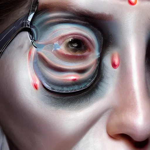 Prompt: A female peeling of her face showing she is a cyborg, hyper realistic, cyborgs, robots, 8k, higly detailed, digital art,