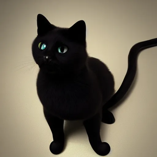 Image similar to Plastic black cat, octane render, realistic lighting, unreal engine