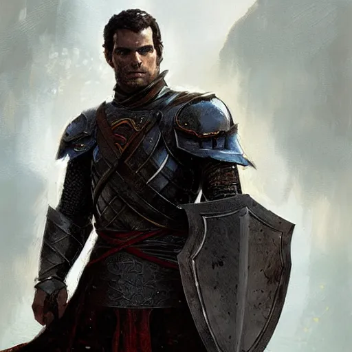 Prompt: henry cavill as a d & d fantasy knight, art by greg rutkowski