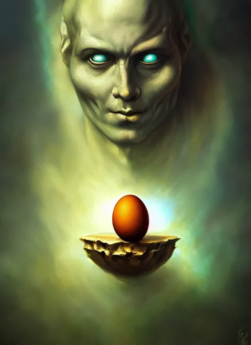 Image similar to adamant egg and andel shine hyperrealism, no blur, 4 k resolution, ultra detailed, style of michelangelo, anato finnstark, edward robert hughes