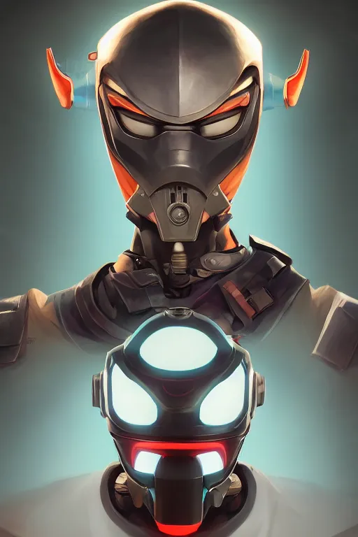 Image similar to epic mask helmet robot ninja portrait stylized as fornite style game design fanart by concept artist gervasio canda, behance hd by jesper ejsing, by rhads, makoto shinkai and lois van baarle, ilya kuvshinov, rossdraws global illumination radiating a glowing aura global illumination ray tracing hdr render in unreal engine 5