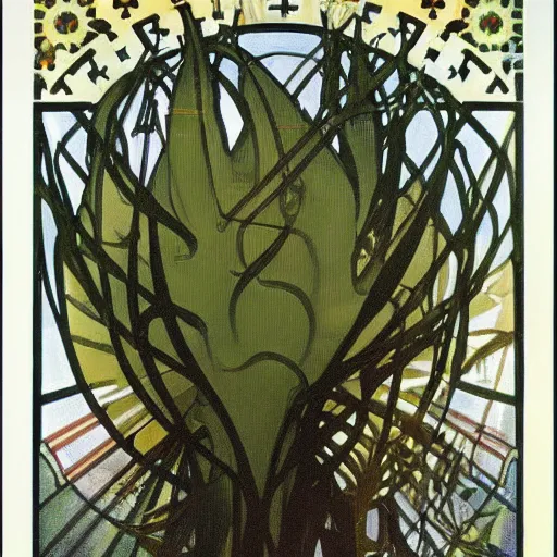 Image similar to cactus in Copenhagen by alphonse mucha