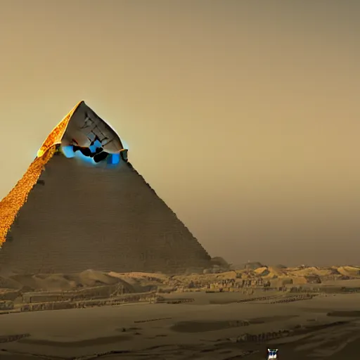 Image similar to pyramids of giza, ancient city of giza, trending on artstation