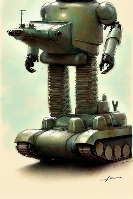 Prompt: ( ( ( ( ( 1 9 5 0 s retro future android robot armytank. muted colors., ) ) ) ) ) by jean - baptiste monge,!!!!!!!!!!!!!!!!!!!!!!!!!