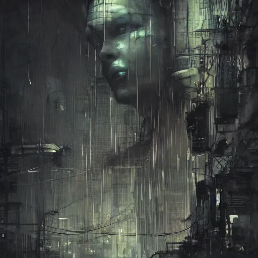 Image similar to screaming cyberpunk, wires, machines by emil melmoth zdzislaw belsinki craig mullins yoji shinkawa realistic render ominous detailed photo atmospheric by jeremy mann francis bacon and agnes cecile ink drips paint smears digital glitches glitchart