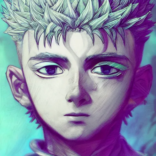 Prompt: killua zoldyck made of jewlery, an ultrafine detailed illustration by ( vania zouravliov ), rossdraws, irakli nadar, intricate linework, bright colors, final fantasy, behance contest winner, angular, unreal engine, global illumination, radiant light, detailed and intricate environment, thunderstorms, purple