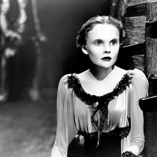 Prompt: lee remick as the vampire, in the 1 9 2 2 film, black and white