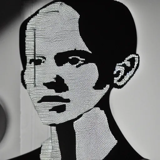 Prompt: emma watson sculpture made out of light bulbs