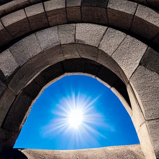 Image similar to stargate made of stone that form a circle, cinematic view, epic sky