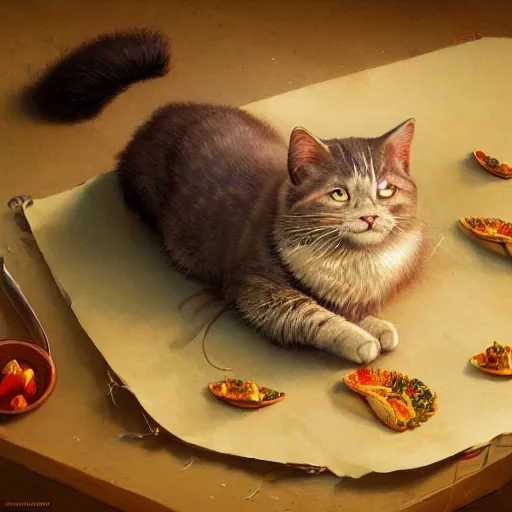 Image similar to ultra realistic illustration of taco cat, intricate, elegant, highly detailed, digital painting, artstation, concept art, smooth, sharp focus, illustration, art by artgerm and greg rutkowski and alphonse mucha