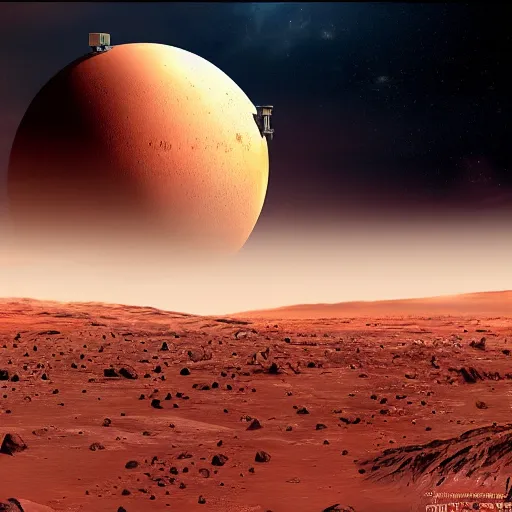 Image similar to colonization of mars in romantic artwork style
