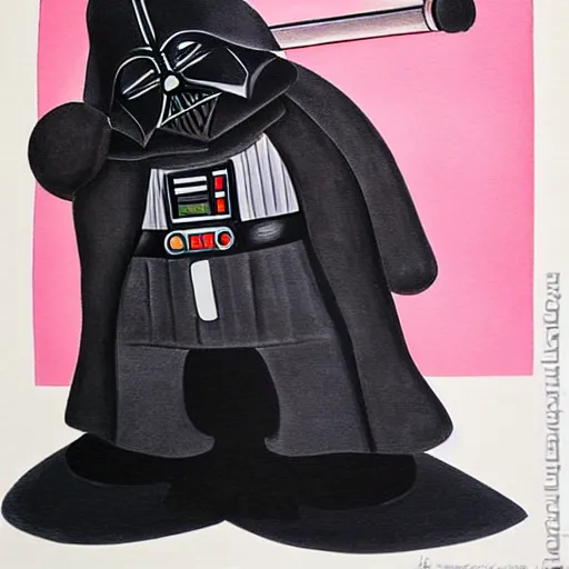 Prompt: morbidly obese darth vader in the style of botero