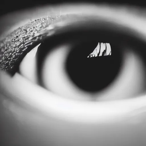 Prompt: macro - shot, closeup of eye made of lava