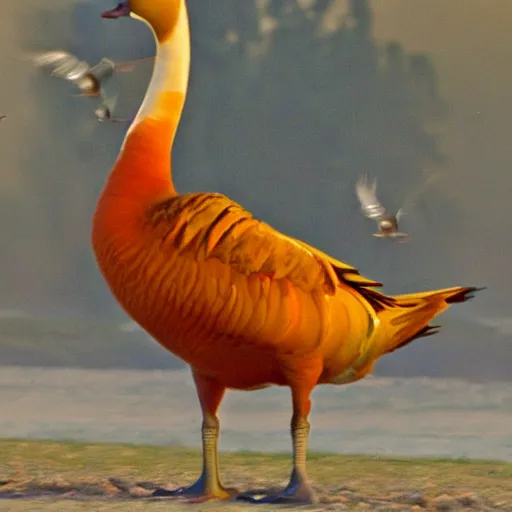 Prompt: fire breathing geese