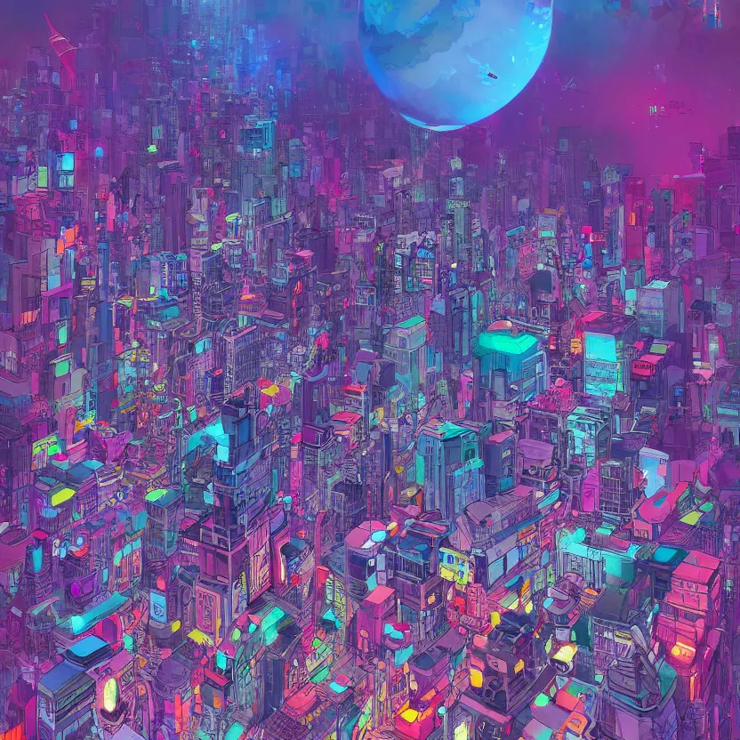 Image similar to a very detailed art of a city beeple and james jean, hiroyuki takahashi color scheme, digital art, 4 k, trending on artstation