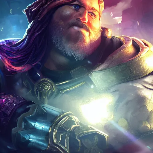 Image similar to portrait of babylon high priest, league of legends amazing splashscreen artwork, gears of war, splash art, natural light, elegant, photorealistic facial features, intricate, fantasy, detailed face, atmospheric lighting, anamorphic lens flare, cinematic lighting, league of legends splash art, hd wallpaper, ultra high details by greg rutkowski