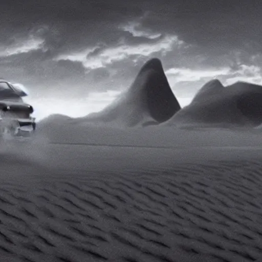 Prompt: black and white matte painting of Kendrick Lamar in the movie Dune