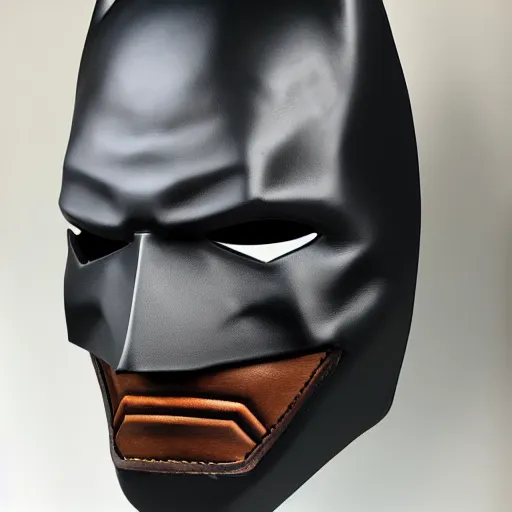 Prompt: batman mask, luxury leather, symmetrical, luxury item showcase, studio lighting