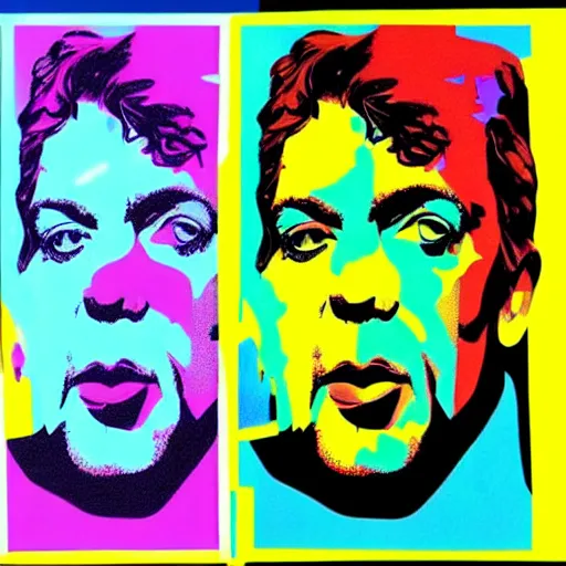 Image similar to rainbow hugh laurie. pop art.