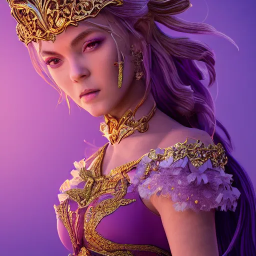 Image similar to portrait of wonderful princess of amethyst with fair skin, ornate 8 k gorgeous intricate detailed, accent lighting, dramatic light, octane render