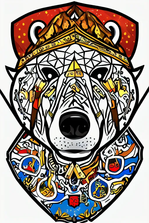 Image similar to Portrait of a polar bear, knight, medieval, sticker, colorful, illustration, highly detailed, simple, smooth and clean vector curves, no jagged lines, vector art, smooth