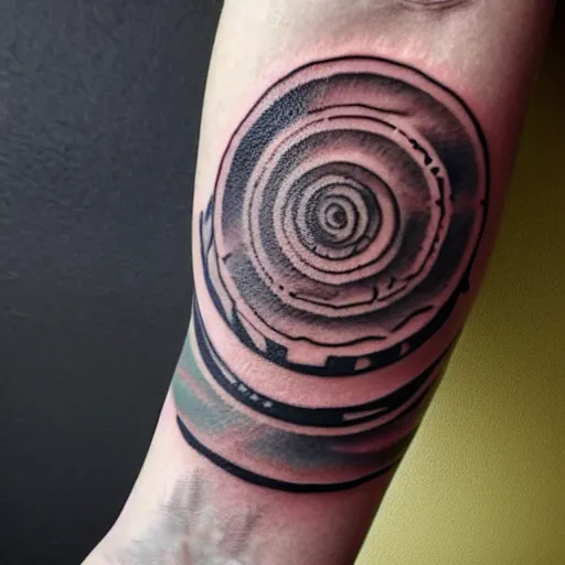 Image similar to a tattoo about the generative dimension of the collapse