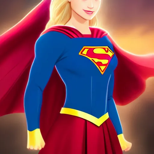 Image similar to A beautiful cartoon still portrait of Supergirl from DC Super Hero Girls (TV Series 2019-), 4k oil on linen by wlop, artgerm, andrei riabovitchev, nuri iyem, james gurney, james jean, greg rutkowski, highly detailed, soft lighting 8k resolution