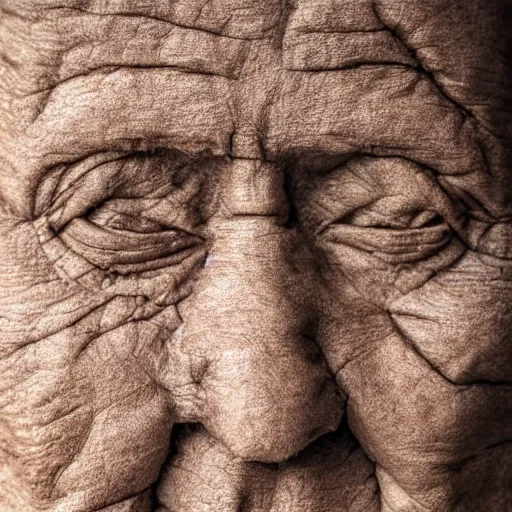 Image similar to the face of a man made from layered natural grain paper, macro photography, ambient light