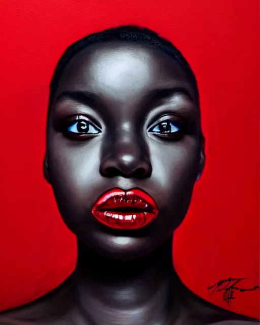 Image similar to realistic portrait of a black figure with red background, dark art, facing camera, photo realistic, detailed, 1 4 5 0, delicate, hyper realism, ultra realistic, 8 k