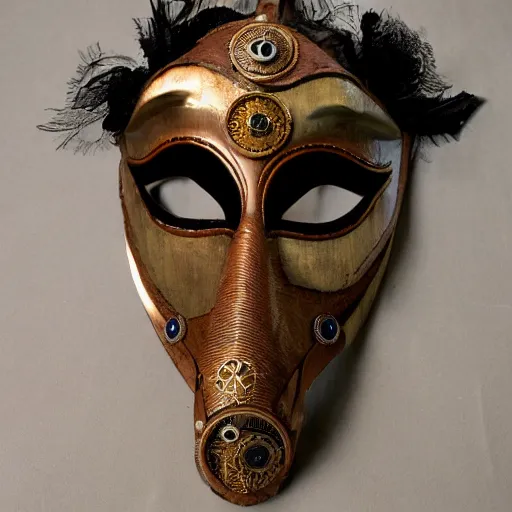 Prompt: steampunk venice carnival mask.