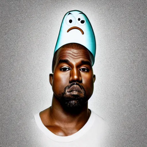 Image similar to kanye west as squidward, photo portrait