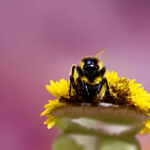 Prompt: a photo of a honeybee wearing a top hat