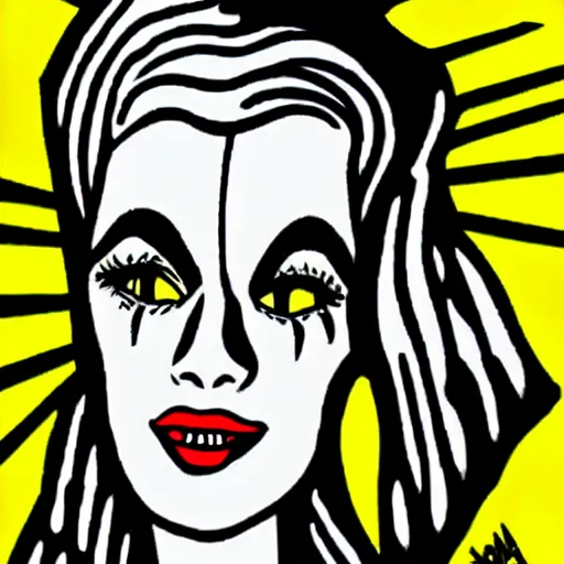 Image similar to the bride of frankenstein illustration by roy lichtenstein