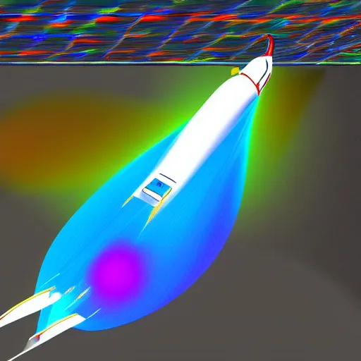 Image similar to a CFD Simulation of a spaceshuttle, Colourful, Multiphase flow