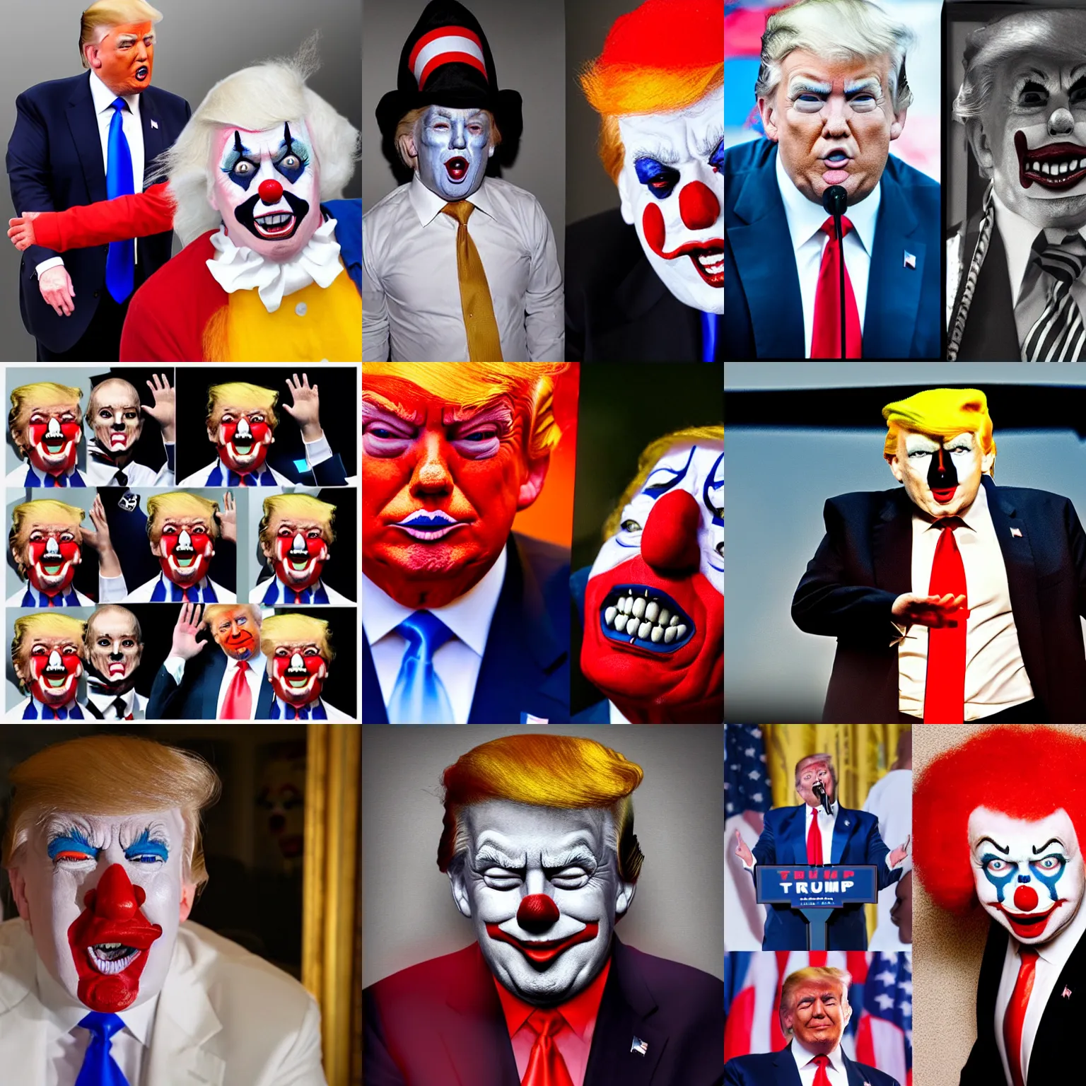 Prompt: donald trump as creepy clown