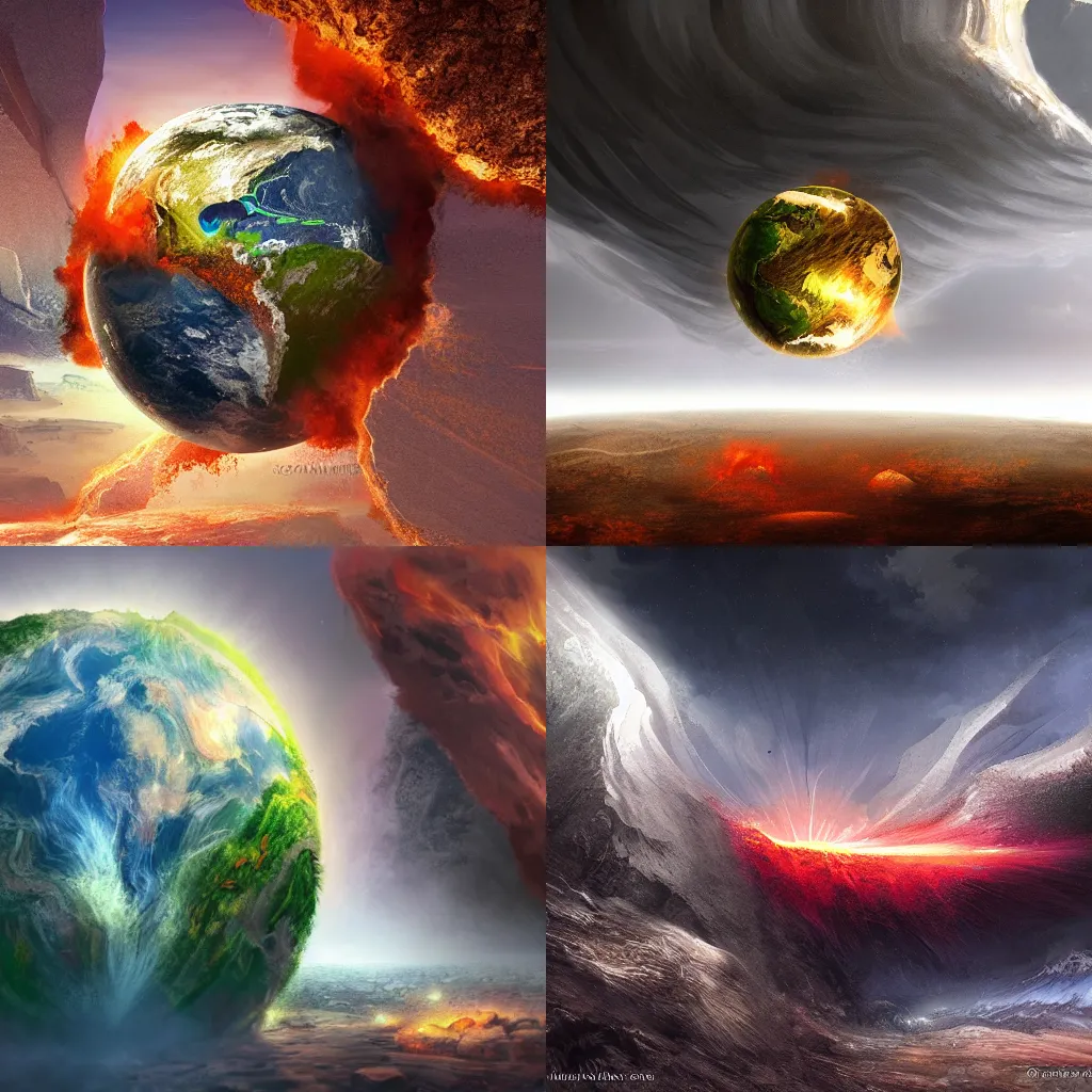 Prompt: earth crashing into earth, realistic, artstation, digital painting